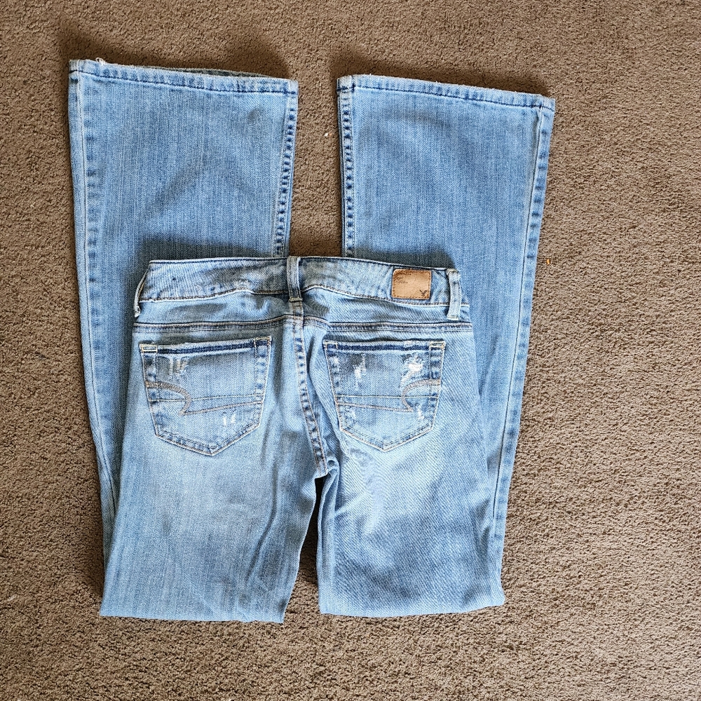 Y2K AE Hipster Distressed Jeans, Women's 0 - Picture 4 of 10